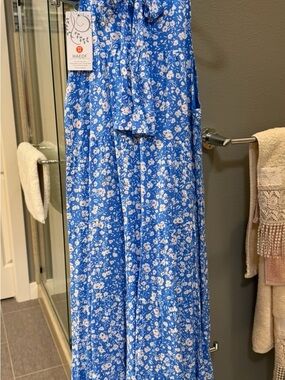 American Eagle Outfitters Blue Floral Halter Dress